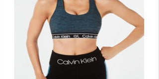 Calvin Klein Women's Strappy Keyhole BackPerformance Sports Bra Green Size Large