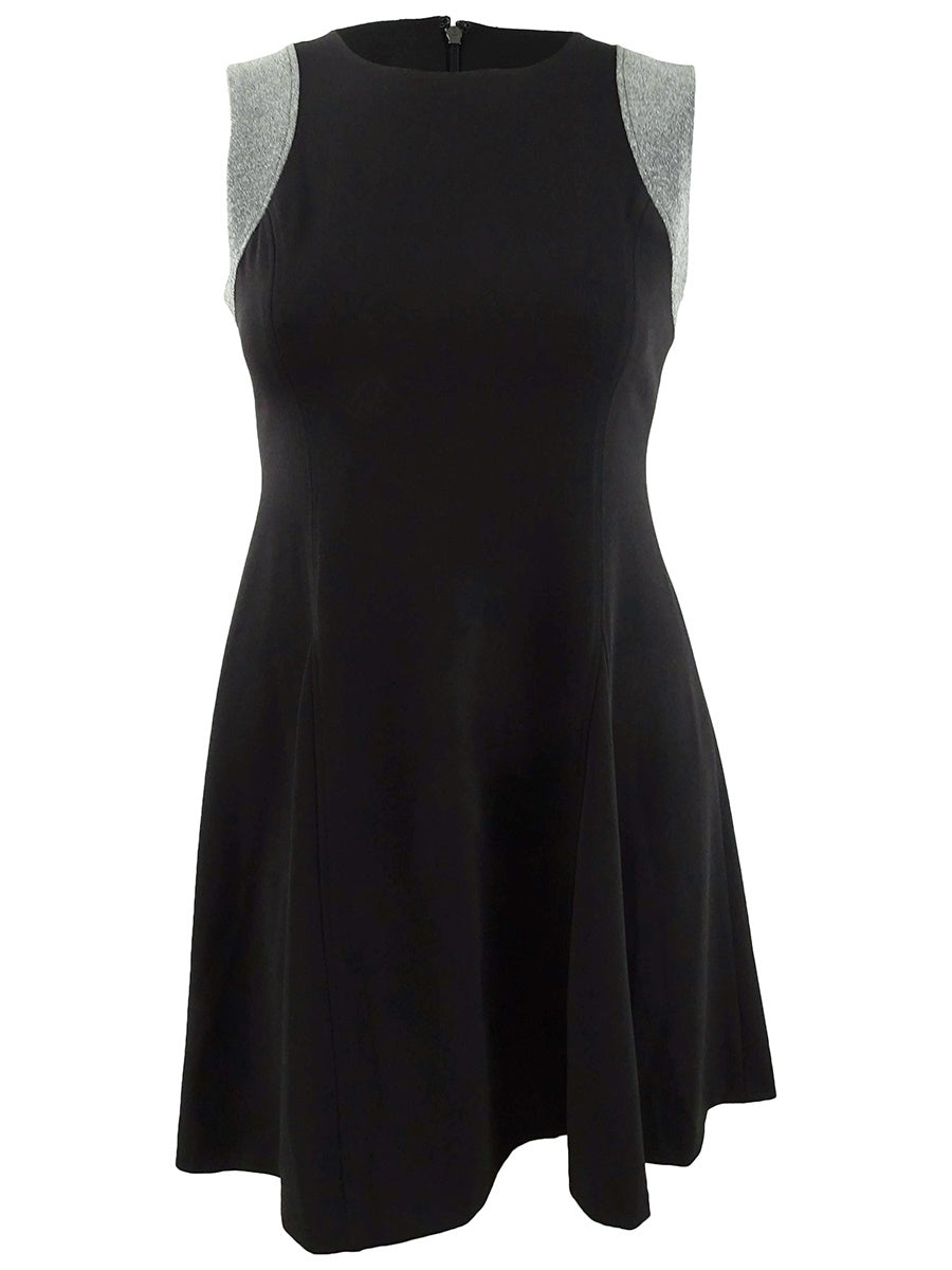 Tommy Hilfiger Women's Matte Metallic Fit Flare Dress Black Size 12