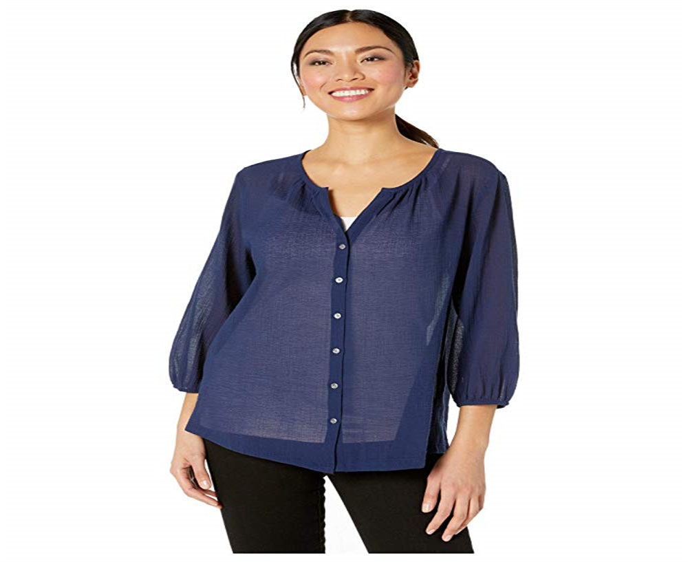 Tommy Bahama Women's Lana Bay Gauze Top Blue Size Large
