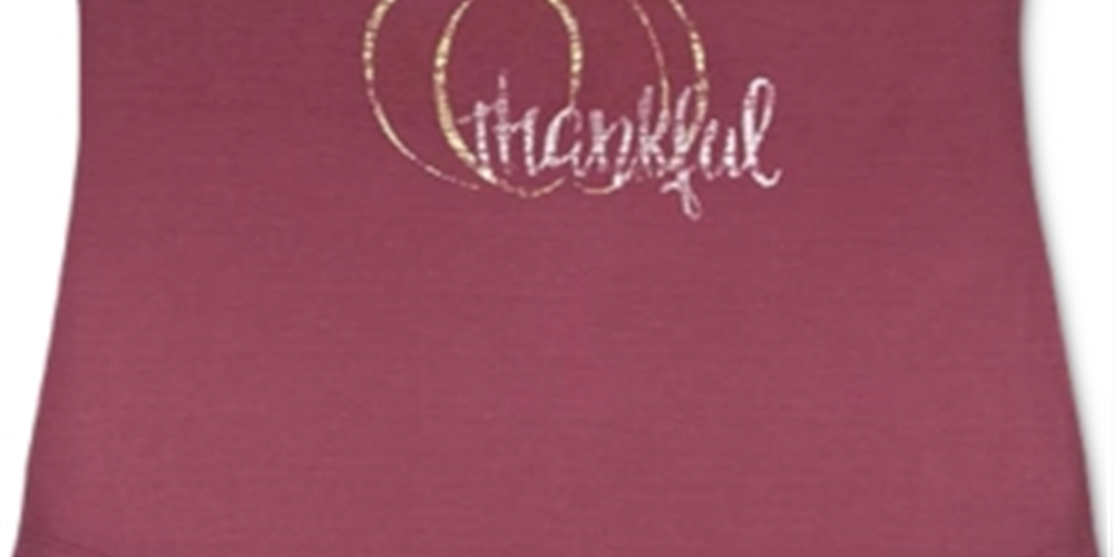 Style & Co Women's Thankful Graphic T-Shirt -Red Size Medium