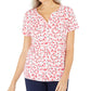 Karen Scott Women's Printed Henley Top Pink Size Medium