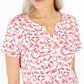 Karen Scott Women's Printed Henley Top Pink Size Medium