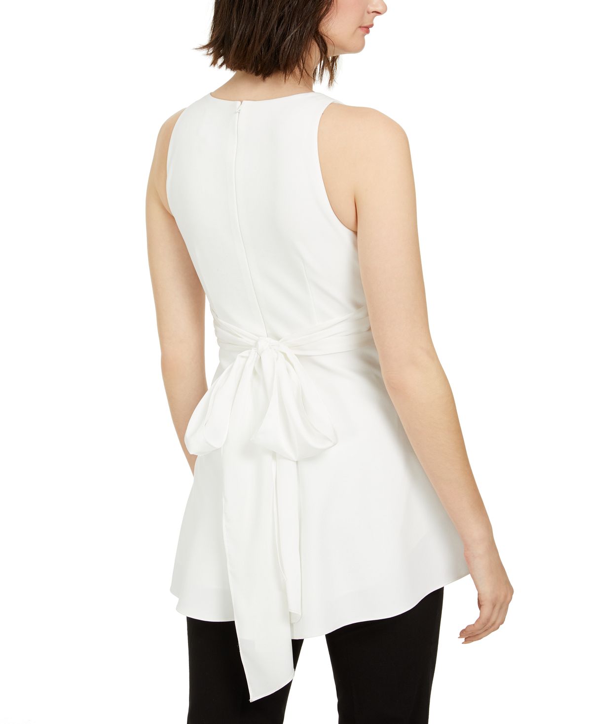 Adrianna Papell Women's Tie-Back Peplum Top White Size 18