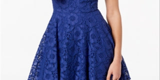 City Studios Junior's Lace Fit & Flare Dress Blue Size 7
