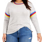 Style & Co Women's Plus Striped-Trim Top Maroon Size 3X