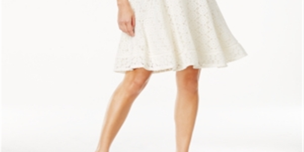 Charter Club Women's Lace Fit & Flare Dress White  Size Petite Medium