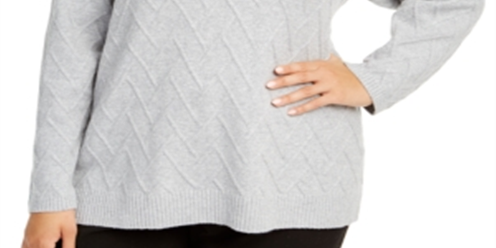 calvin-klein-womens-plus-chevron-stitch-v-neck-sweater-gray-size-0x