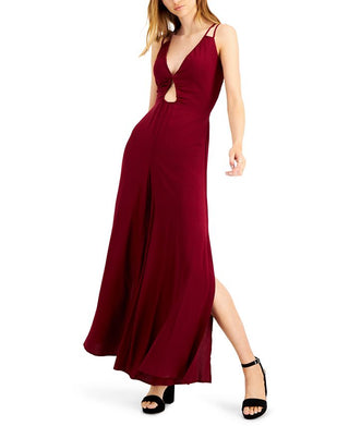 Bar III Women's Peekaboo Cutout Jumpsuit Maroon Size Small