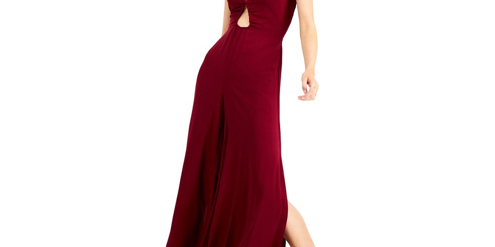 Bar III Women's Peekaboo Cutout Jumpsuit Maroon Size Small