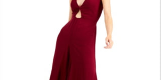 Bar III Women's Peekaboo Cutout Jumpsuit Maroon Size Small