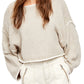 Free People Women's Long Sleeve Jewel Neck Crop Top Brown Size X-Large