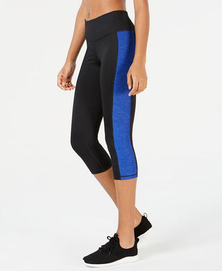 Ideology Women's Colorblocked Cropped Leggings Black Size 2XL