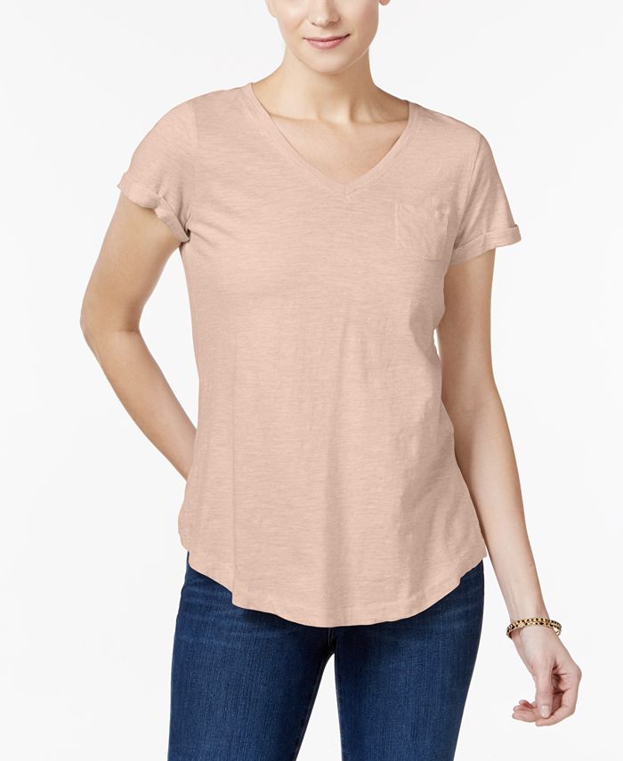 Style & Co Women's Cotton T-Shirt Pink Size XX-Large