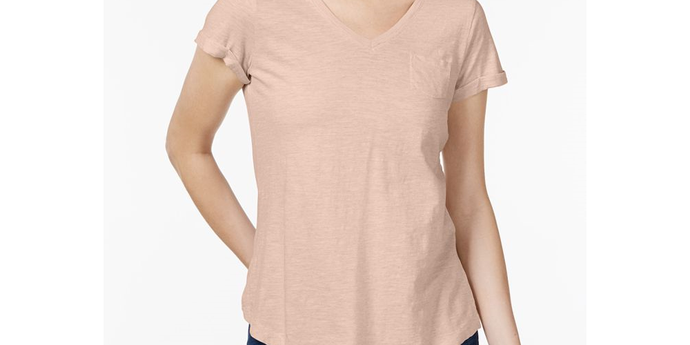 Style & Co Women's Cotton T-Shirt Pink Size XX-Large
