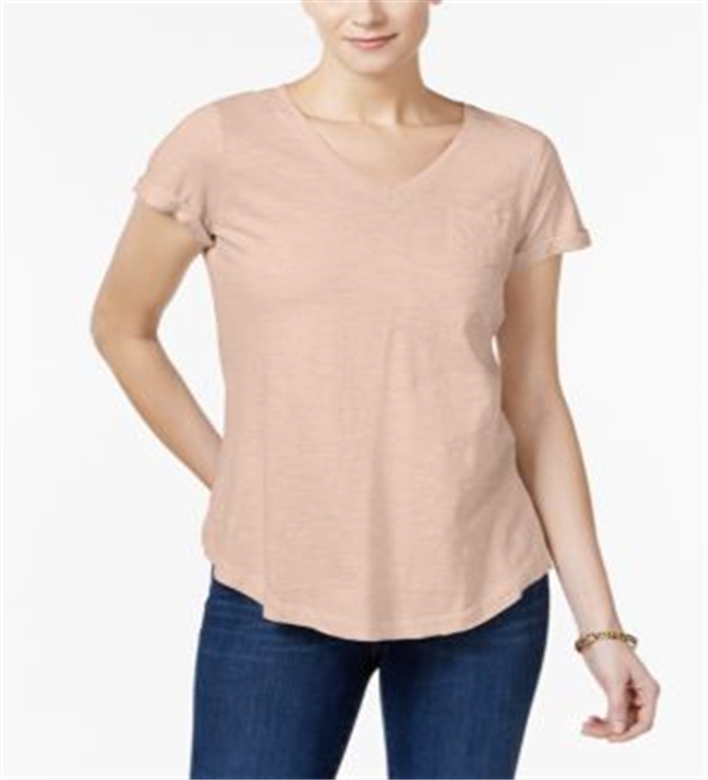 Style & Co Women's Cotton T-Shirt Pink Size XX-Large