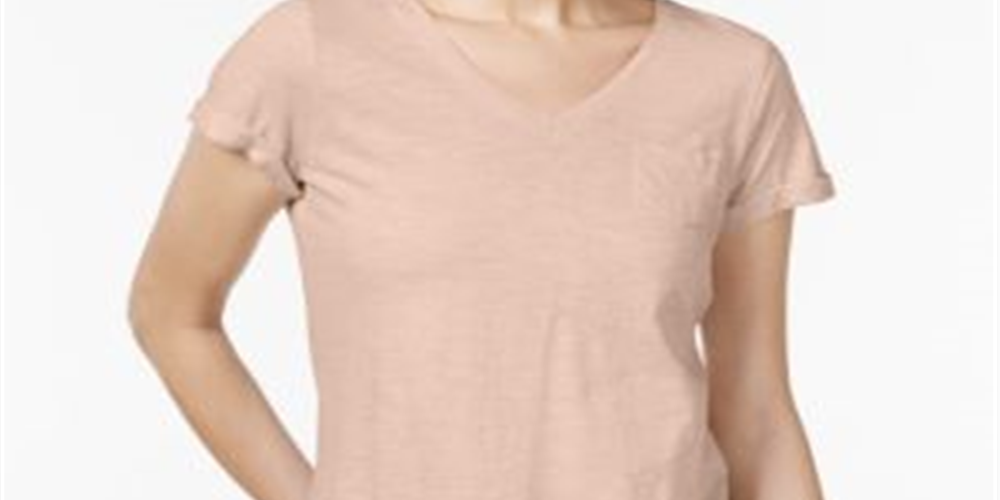 Style & Co Women's Cotton T-Shirt Pink Size XX-Large