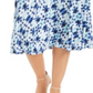 JM Collection Printed MIDI Skirt  Blue Size S