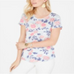 Style & Co Women's Cotton Floral Print Top Blue Size Large