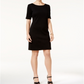 Karen Scott Women's Cotton Elbow Sleeve Dress Black Size Petite Medium