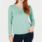Style & Co Women's Long Sleeve Crewneck Top Green Size X-Large