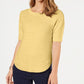 Charter Club Women's Cotton Short Sleeve Sweater Yellow Size XX-Large