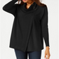 JM Collection Women's Faux Wrap Cowl Neck Sweater Black Size Medium