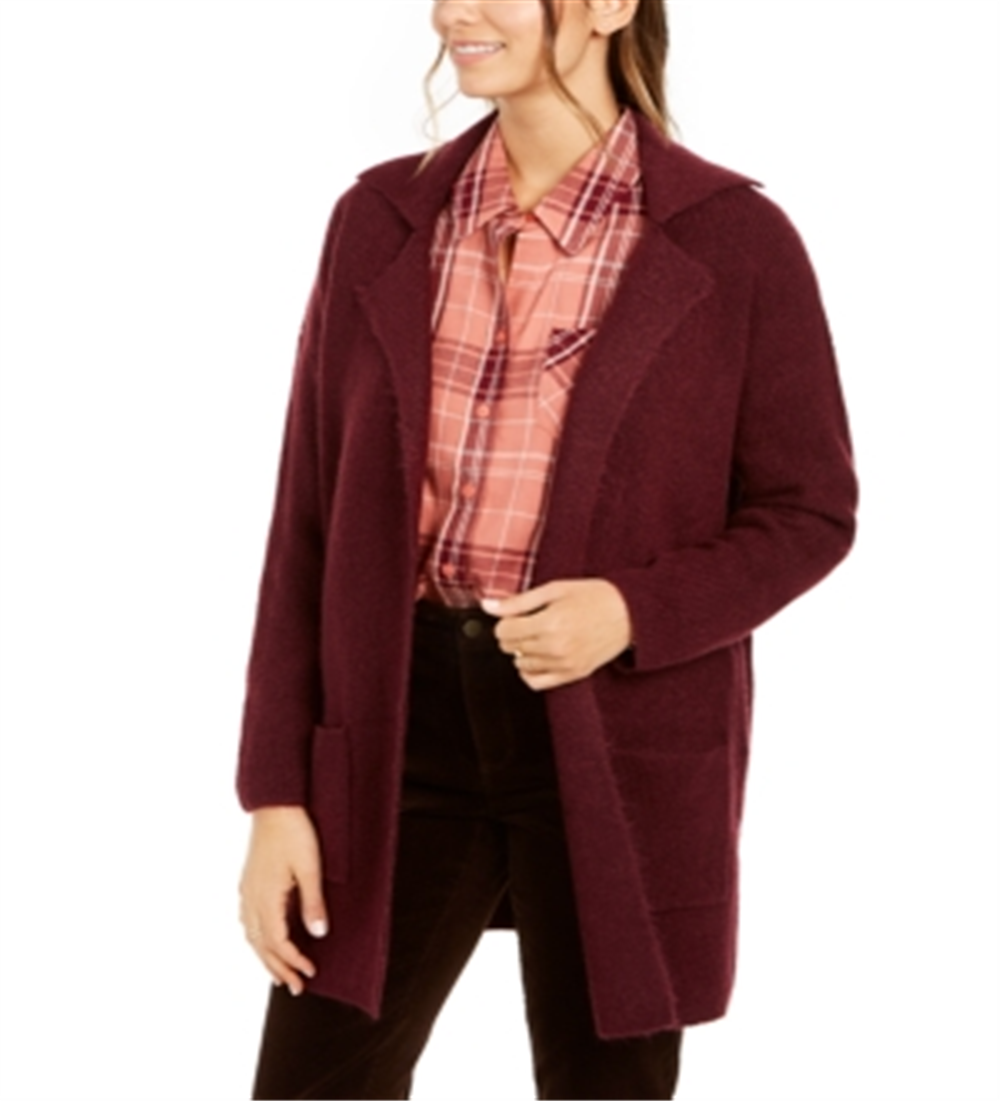 Style & Co Women's Open Front Topper Jacket Maroon Size X-Small