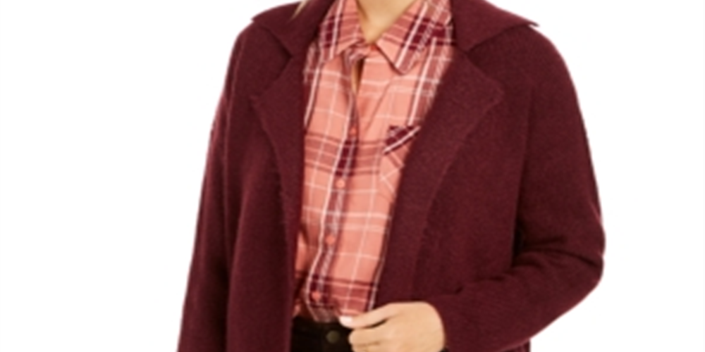 Style & Co Women's Open Front Topper Jacket Maroon Size X-Small