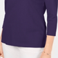 Karen Scott Women's Cotton V Neck Button Trim Top Purple Size M
