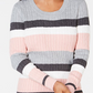 Karen Scott Women's Striped Cotton Cable Knit Sweater Gray Size Petite Medium