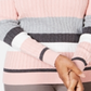 Karen Scott Women's Striped Cotton Cable Knit Sweater Gray Size Petite Medium