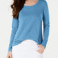 Style & Co Long-Sleeve Crewneck Top - Rich Truffle Blue Size 2XL