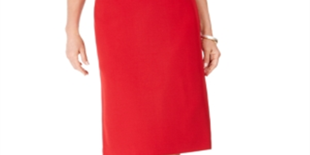 KASPER Women's Red Below the Knee Wear to Work Pencil Skirt Red Size 10P