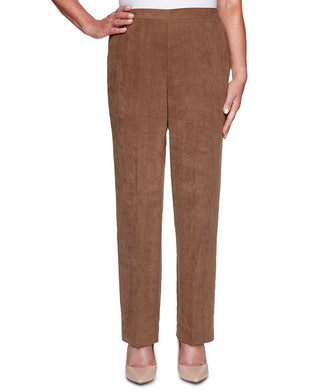 Alfred Dunner Women's Dress Pants WALNUT - Walnut Faux Suede Pants - Plus Brown Size 16P