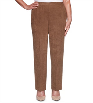 Alfred Dunner Women's Dress Pants WALNUT - Walnut Faux Suede Pants - Plus Brown Size 16P