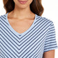 Karen Scott Mitered-Stripe Top Grey Size Small