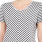 Karen Scott Mitered-Stripe Top Grey Size Small