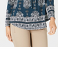 Style & Co Women's Teal Ikat Long Sleeve Scoop Neck Blouse Top Green Size Petite Small