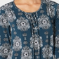 Style & Co Women's Teal Ikat Long Sleeve Scoop Neck Blouse Top Green Size Petite Small