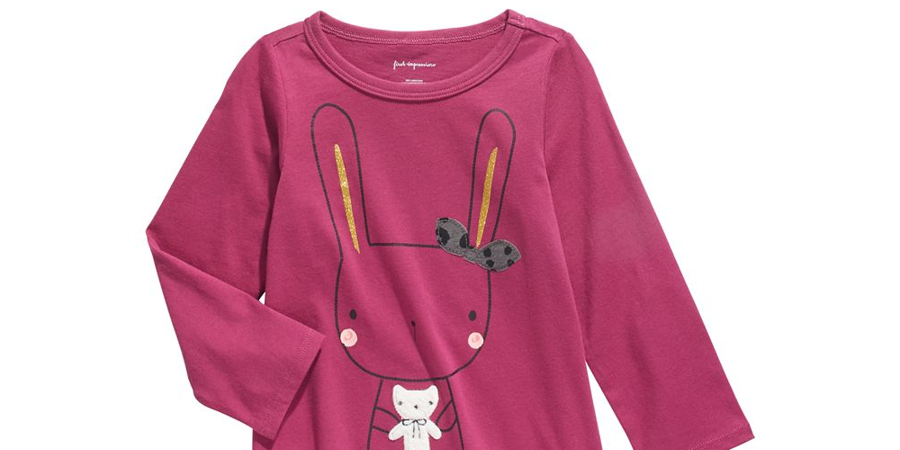 First Impressions Baby Girls Cotton Bunny & Bear T-Shirt  - Magenta Rose Purple Size 12M