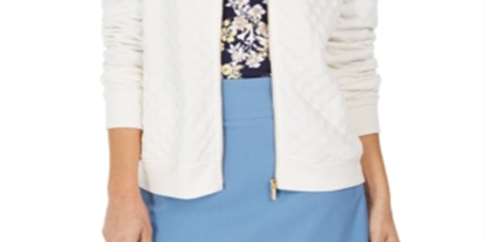 Charter Club Petite Textured Bomber Jacket  White Size  Petite Small