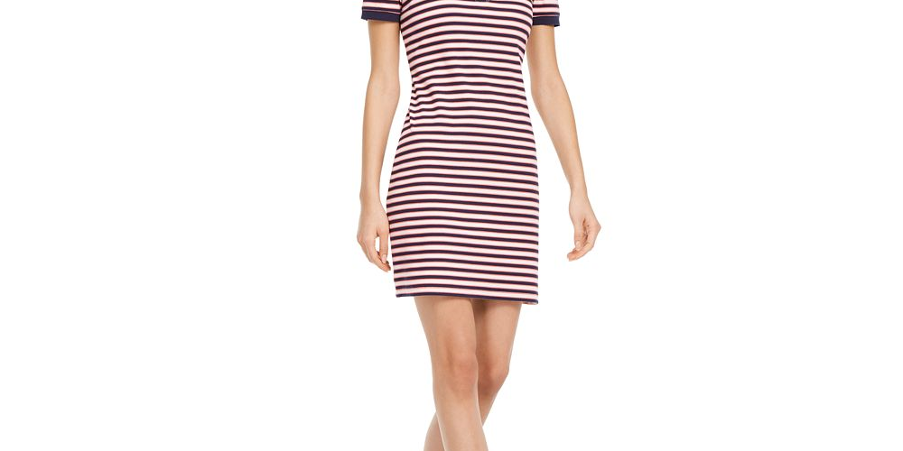 Maison Jules Striped Polo Dress Pink Size XS