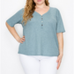 Coin Plus Size Thermal V-Neck Henley Tee Blue Size 2X