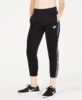 Nike Women's Sportswear Printed-Stripe High-Rise Pants Black Size XS