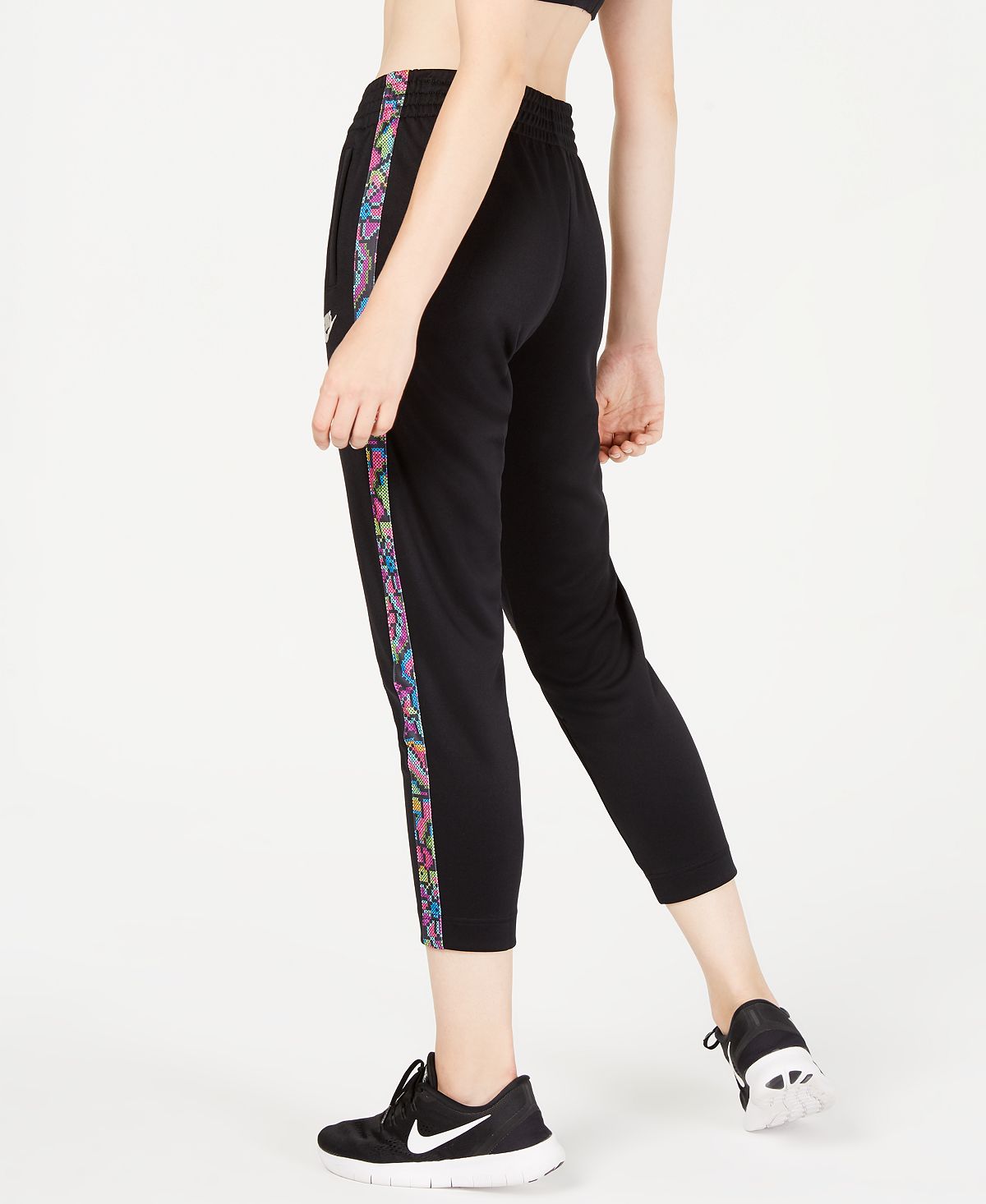 Nike Women's Sportswear Printed-Stripe High-Rise Pants Black Size XS
