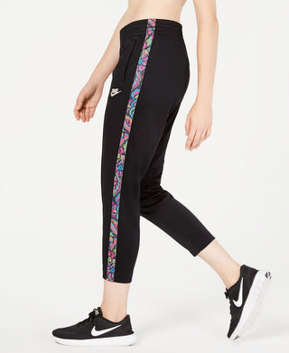 Nike Women's Sportswear Printed-Stripe High-Rise Pants Black Size XS