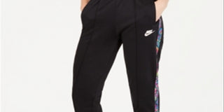 Nike Women's Sportswear Printed-Stripe High-Rise Pants Black Size XS