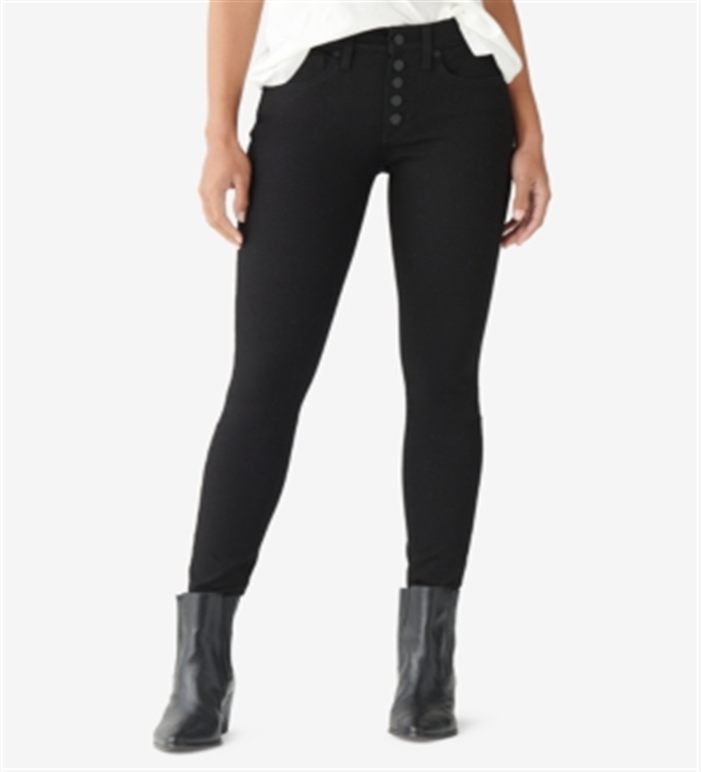 Lucky Brand Women's Ava Exposed Button Skinny Jeans Black Size 31