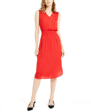 Alfani Women's Smocked Waist Fit & Flare Dress Red Size PPetite XL