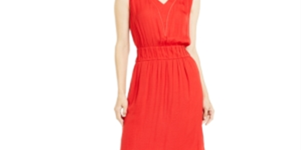 Alfani Women's Smocked Waist Fit & Flare Dress Red Size PPetite XL